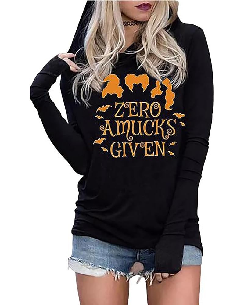 Halloween Sanderson Sisters Fashion Hoodie Women Halloween Hocus Pocus Long Sleeve T-Shirt Lightweight Pullover Top Black-e $...