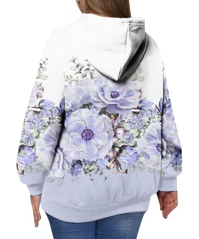 Women's Sweatshirt Plus Size Pullover Hoodie Flower Print Long Sleeve Hooded Sweatshirt Oversized, L-5XL Sky Blue $11.20 Hood...