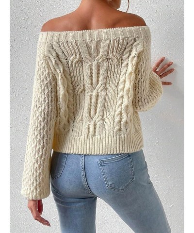 Women's Casual Long Sleeve Off Shoulder Soft Knit Loose Fit Pullover Sweater Apricot $16.63 Sweaters