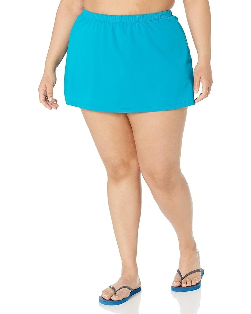 Women's Plus Size Mid Rise Skirted Bikini Swimsuit Bottom Emerald//Solids $14.53 Swimsuits