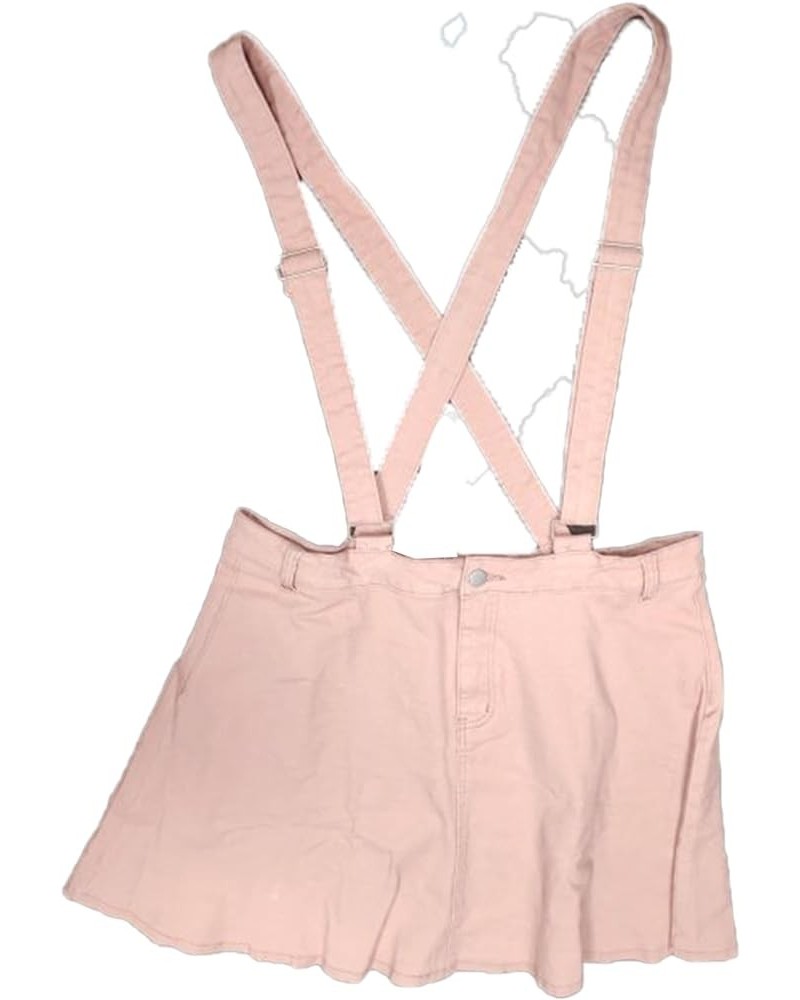 Plus Size Suspender Skirts for Women Adjustable Strap Braces Mini Denim Overalls Dress Pink $16.94 Overalls