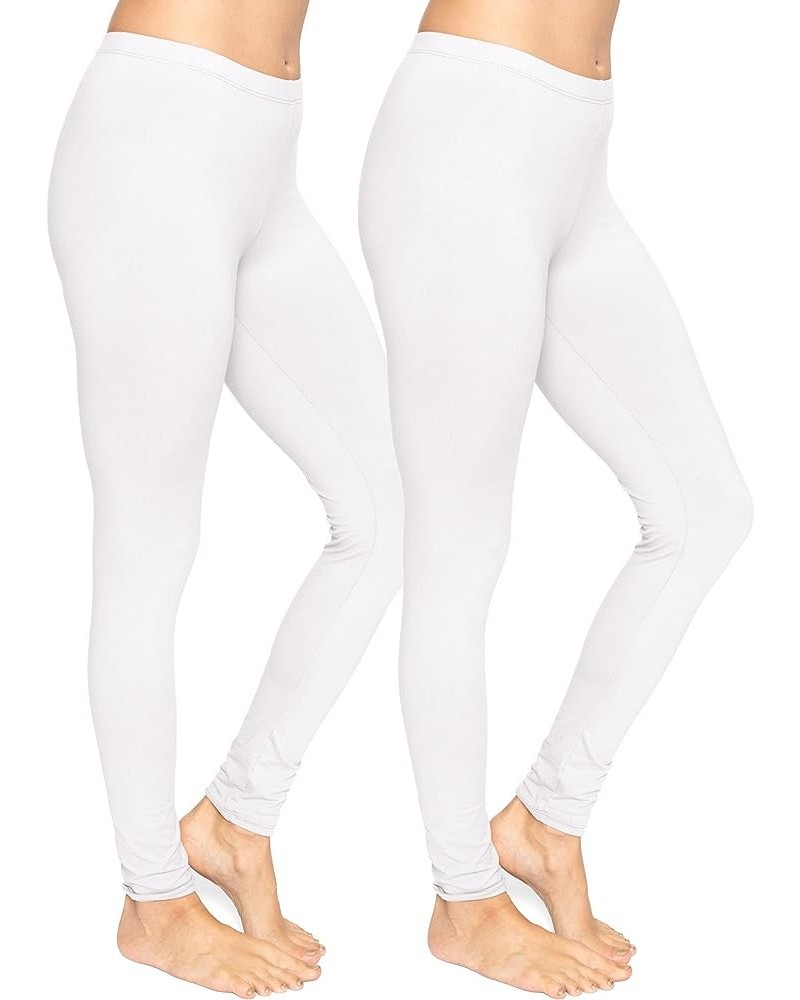 Women's Ultra Buttery Smooth Cotton Leggings | Small to 5X White White $11.50 Leggings