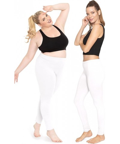 Women's Ultra Buttery Smooth Cotton Leggings | Small to 5X White White $11.50 Leggings