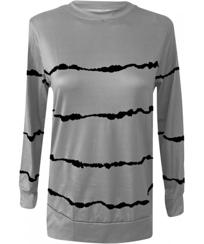 Fall Blouses For Women 2023 Casual Loose Striped Long Sleeve Pullover Tops Plus Size Crewneck Sweatshirt Shirts G02-gray $10....