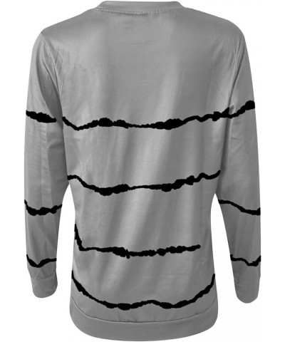 Fall Blouses For Women 2023 Casual Loose Striped Long Sleeve Pullover Tops Plus Size Crewneck Sweatshirt Shirts G02-gray $10....