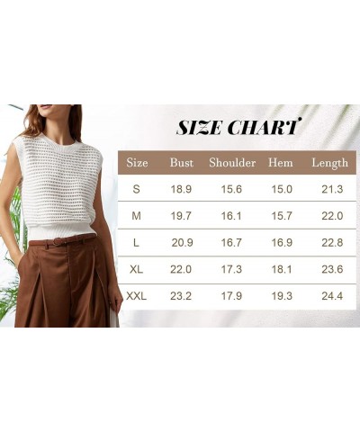 Women's Summer Knit Sweater Vest Sleeveless Casual Trendy Crew Neck Ribbed Pullover Tank Tops White $14.55 Tops