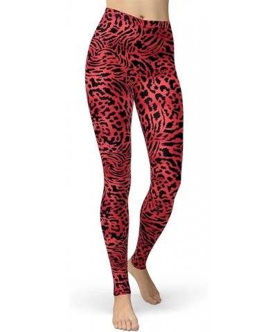 Women's Leopard Printed Leggings Animal Skin Brushed Buttery Soft Tights Red Leopard $12.50 Leggings