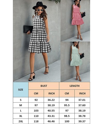 Women Dresses Plaid Sleeveless Summer Casual Sundress A Line Loose Swing T Shirt Mini Dress with Pockets Yellow-2 $18.04 Dresses