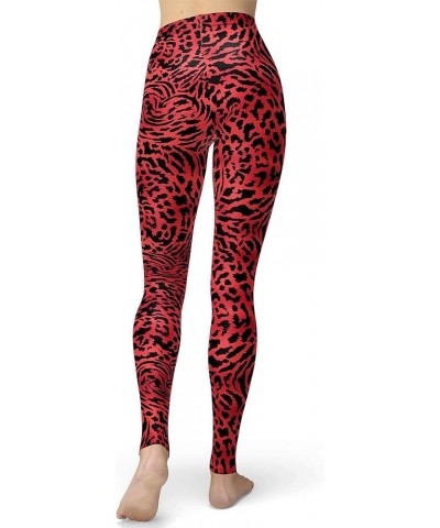 Women's Leopard Printed Leggings Animal Skin Brushed Buttery Soft Tights Red Leopard $12.50 Leggings