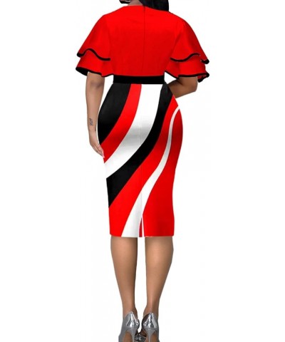 Women's Elegant Bodycon Pencil Dresses Workwear for Business E Red $15.18 Dresses