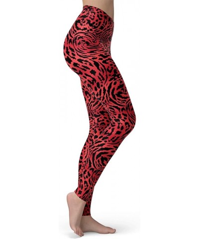 Women's Leopard Printed Leggings Animal Skin Brushed Buttery Soft Tights Red Leopard $12.50 Leggings