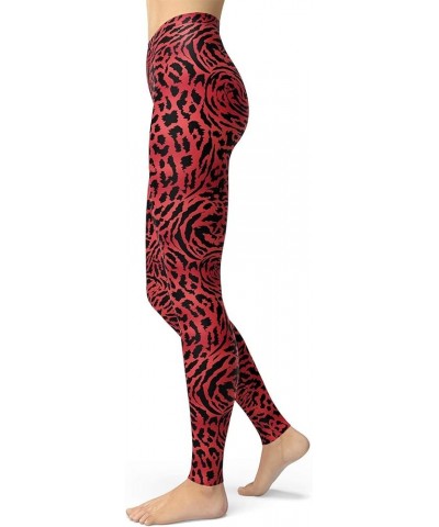 Women's Leopard Printed Leggings Animal Skin Brushed Buttery Soft Tights Red Leopard $12.50 Leggings