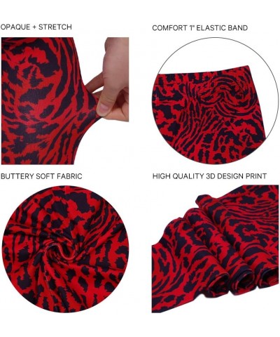 Women's Leopard Printed Leggings Animal Skin Brushed Buttery Soft Tights Red Leopard $12.50 Leggings