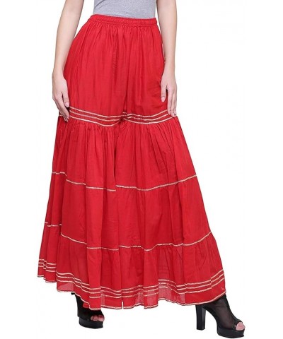 Women's Stylish and Fashionable Mid-Rise Garara/sharara Palazzo Pants with Elasticated Waist (Free Size) Red. $29.14 Pants