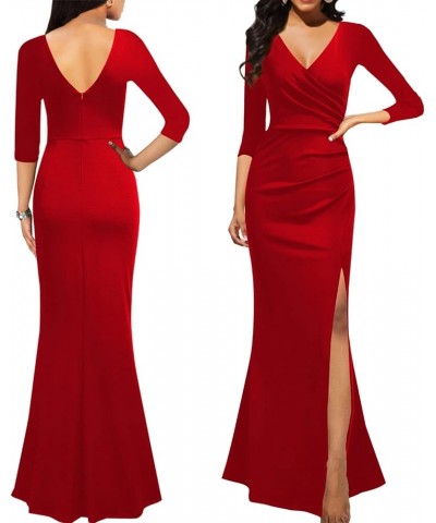 Formal Maxi Dresses for Women Sleeveless High Split Long Bodycon Party High Waist Dresses C Red $24.74 Dresses