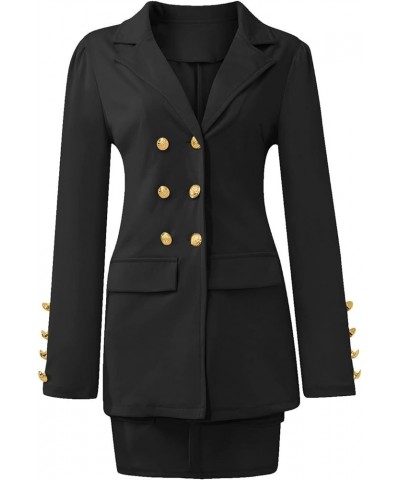 Women's Casual Business Suits Formal Blazer Jackets Puff Sleeve Coat with Mini Skirts Two Piece Outfits Black $10.66 Blazers