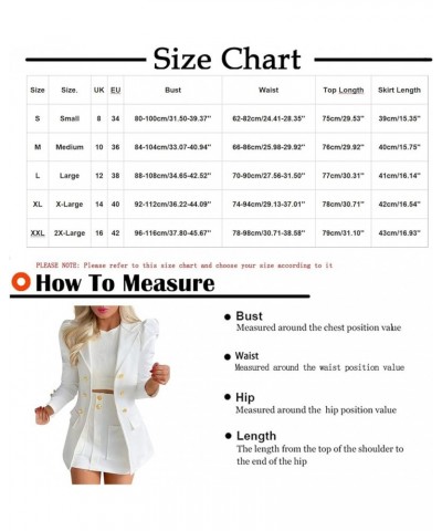 Women's Casual Business Suits Formal Blazer Jackets Puff Sleeve Coat with Mini Skirts Two Piece Outfits Black $10.66 Blazers