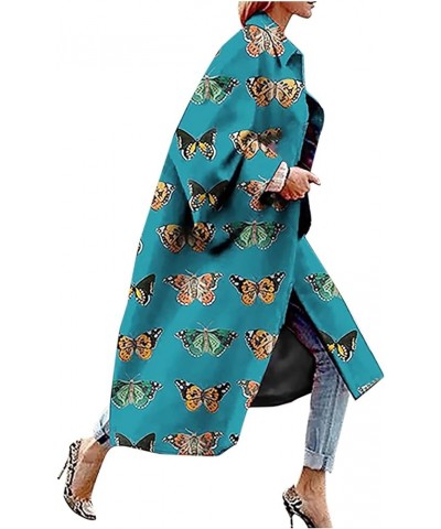 Trench Coat for Women's Oversized Fashion Printed Jackets Boho Long Cardigans Casual Open Front Coats Outerwear Green-2 $28.5...