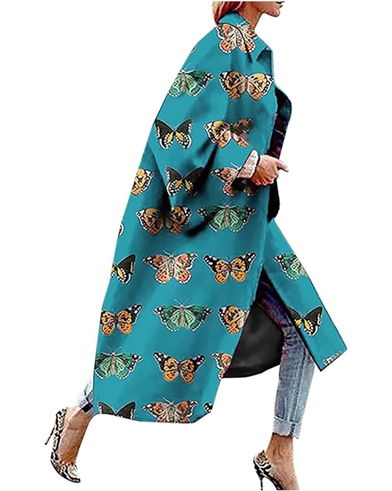 Trench Coat for Women's Oversized Fashion Printed Jackets Boho Long Cardigans Casual Open Front Coats Outerwear Green-2 $28.5...