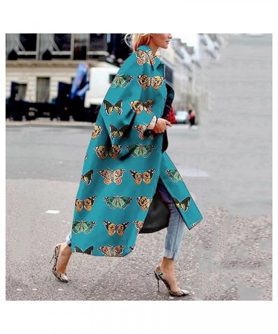 Trench Coat for Women's Oversized Fashion Printed Jackets Boho Long Cardigans Casual Open Front Coats Outerwear Green-2 $28.5...