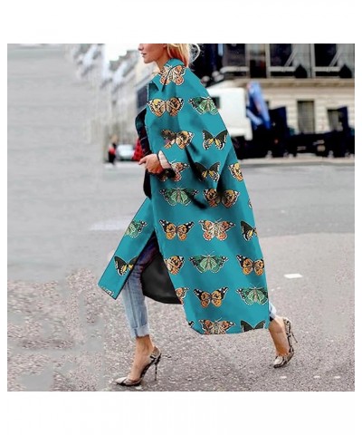 Trench Coat for Women's Oversized Fashion Printed Jackets Boho Long Cardigans Casual Open Front Coats Outerwear Green-2 $28.5...