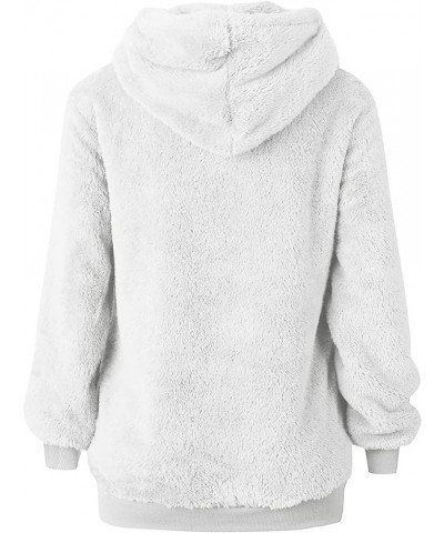 Fuzzy Hoodies for Women Half Zip Sherpa Fleece Oversized Hooded Sweatshirt Quarter Zip Pullover with Pockets A-white $8.54 Ho...