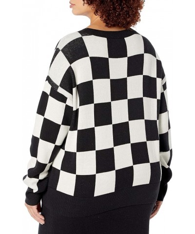 Women's Ingrid Long-Sleeve Crewneck Jaquard Sweater Checkerboard $28.94 Sweaters