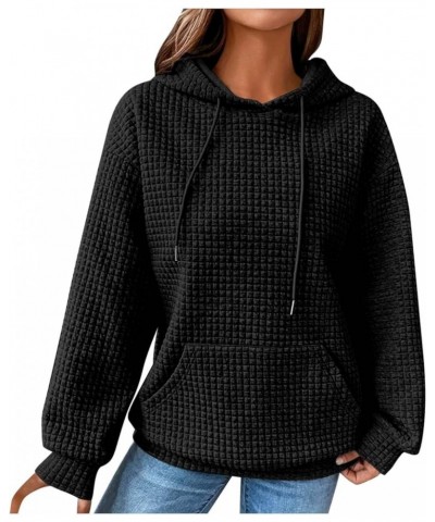 Hoodies for Women Solid Color Waffle Fashion Sweatshirts Fall Winter Hooded Pullover Tops 2023 Basic Casual Blouse Black $12....