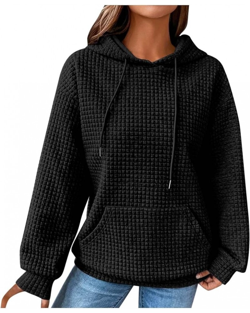 Hoodies for Women Solid Color Waffle Fashion Sweatshirts Fall Winter Hooded Pullover Tops 2023 Basic Casual Blouse Black $12....