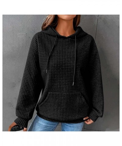 Hoodies for Women Solid Color Waffle Fashion Sweatshirts Fall Winter Hooded Pullover Tops 2023 Basic Casual Blouse Black $12....