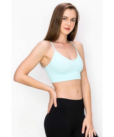 Soft Rib Low-Back Crop Bra Cami, UV Protective Fabric UPF 50+ (Made with Love in The USA) Baby Blue/Baby Pink Set $8.84 Tanks