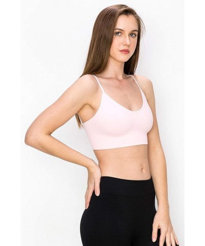 Soft Rib Low-Back Crop Bra Cami, UV Protective Fabric UPF 50+ (Made with Love in The USA) Baby Blue/Baby Pink Set $8.84 Tanks