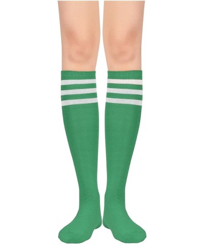 Women's Knee High Socks Athletic Thin Stripes Tube Socks High Stockings Outdoor Sport Socks 1 Pack Green White $7.97 Activewear