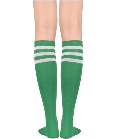 Women's Knee High Socks Athletic Thin Stripes Tube Socks High Stockings Outdoor Sport Socks 1 Pack Green White $7.97 Activewear