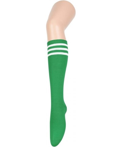 Women's Knee High Socks Athletic Thin Stripes Tube Socks High Stockings Outdoor Sport Socks 1 Pack Green White $7.97 Activewear