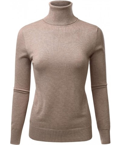 Women's Long Sleeve Pullover Turtleneck Slim Fit Stretch Knit Sweater (S-XXL) Lbt014_camel $15.04 Sweaters