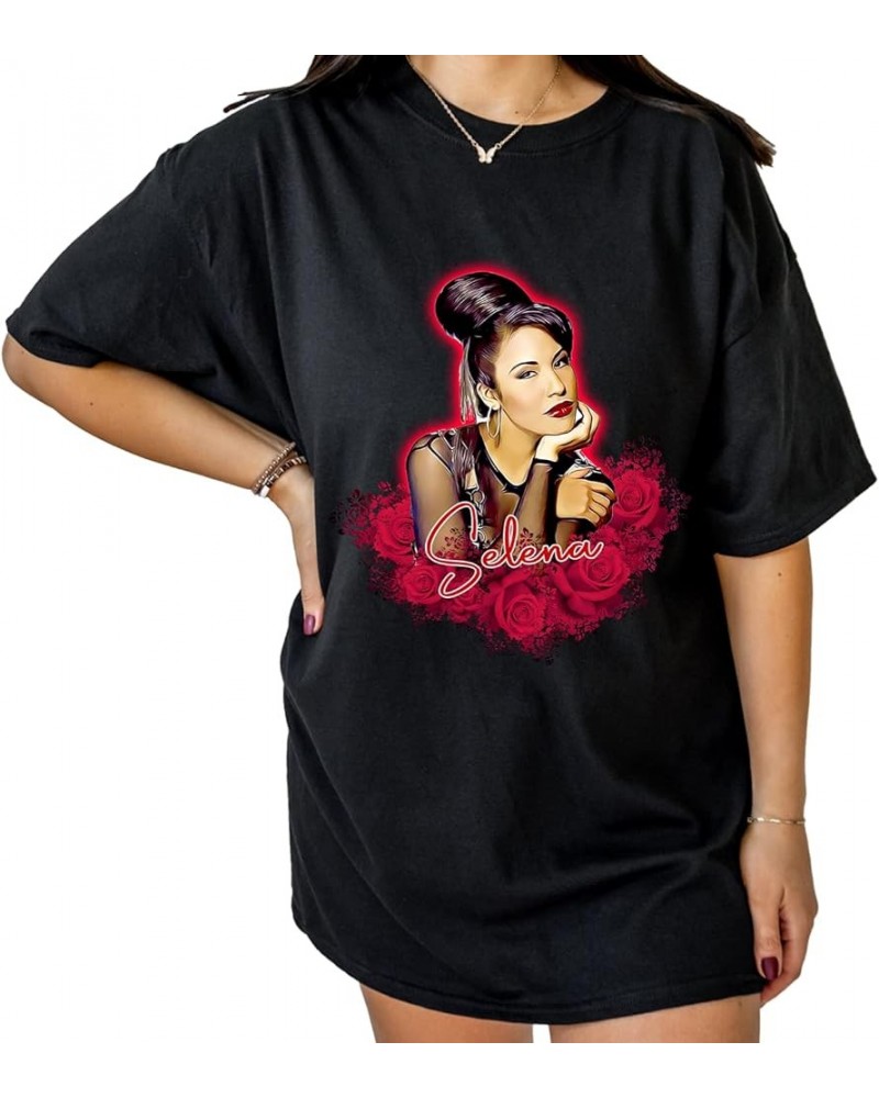 Selena Roses Shirt - Anything for Selenas Shirt, Queen of Tejano Music Tshirt, Playeras De Selena Black $10.79 T-Shirts