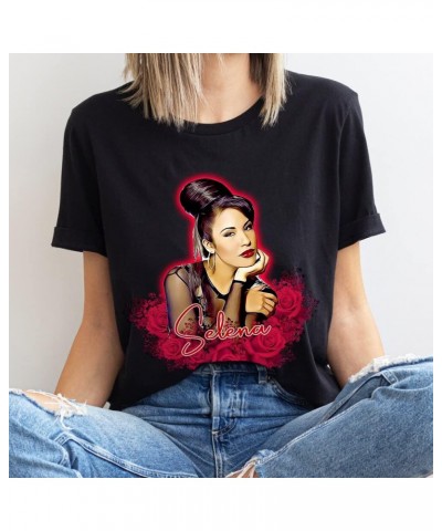 Selena Roses Shirt - Anything for Selenas Shirt, Queen of Tejano Music Tshirt, Playeras De Selena Black $10.79 T-Shirts