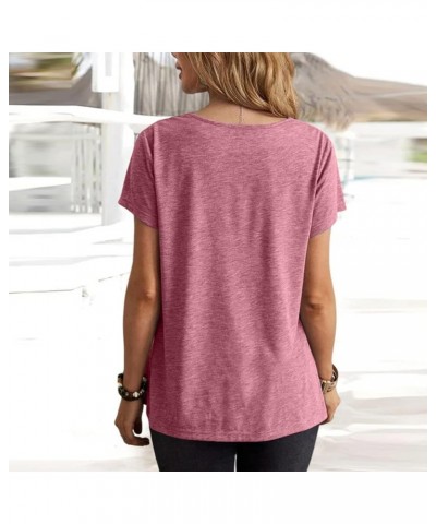 Women Tops Dressy Casual, Summer Trendy 2023 Plain/Graphic Short Sleeve T Shirts,Cowl Neck/O Neck/V Neck Blouses A-pink $7.87...