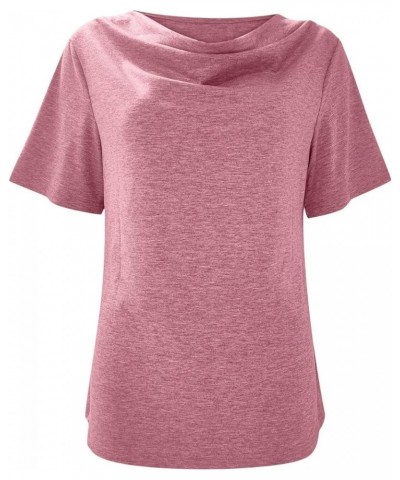 Women Tops Dressy Casual, Summer Trendy 2023 Plain/Graphic Short Sleeve T Shirts,Cowl Neck/O Neck/V Neck Blouses A-pink $7.87...