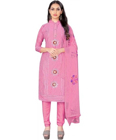 Indian Traditional Bandhani or Phulkari Mirror Work Salwar Suit for Women Pink207 $30.59 Suits