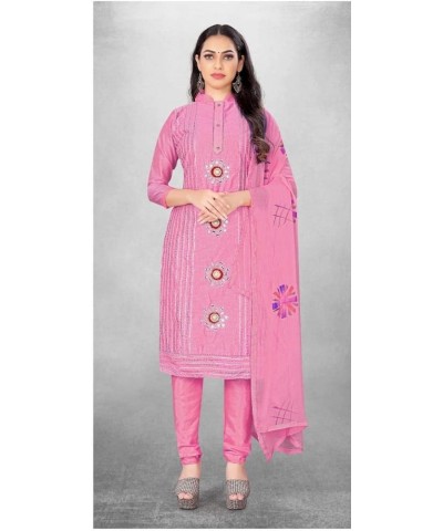 Indian Traditional Bandhani or Phulkari Mirror Work Salwar Suit for Women Pink207 $30.59 Suits