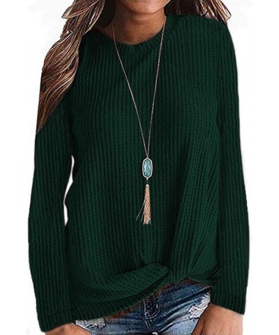 Women Long Sleeve T Shirts Casual Twist Knot Tops Loose Blouse Cute Tunic Dark Green $13.45 Tops