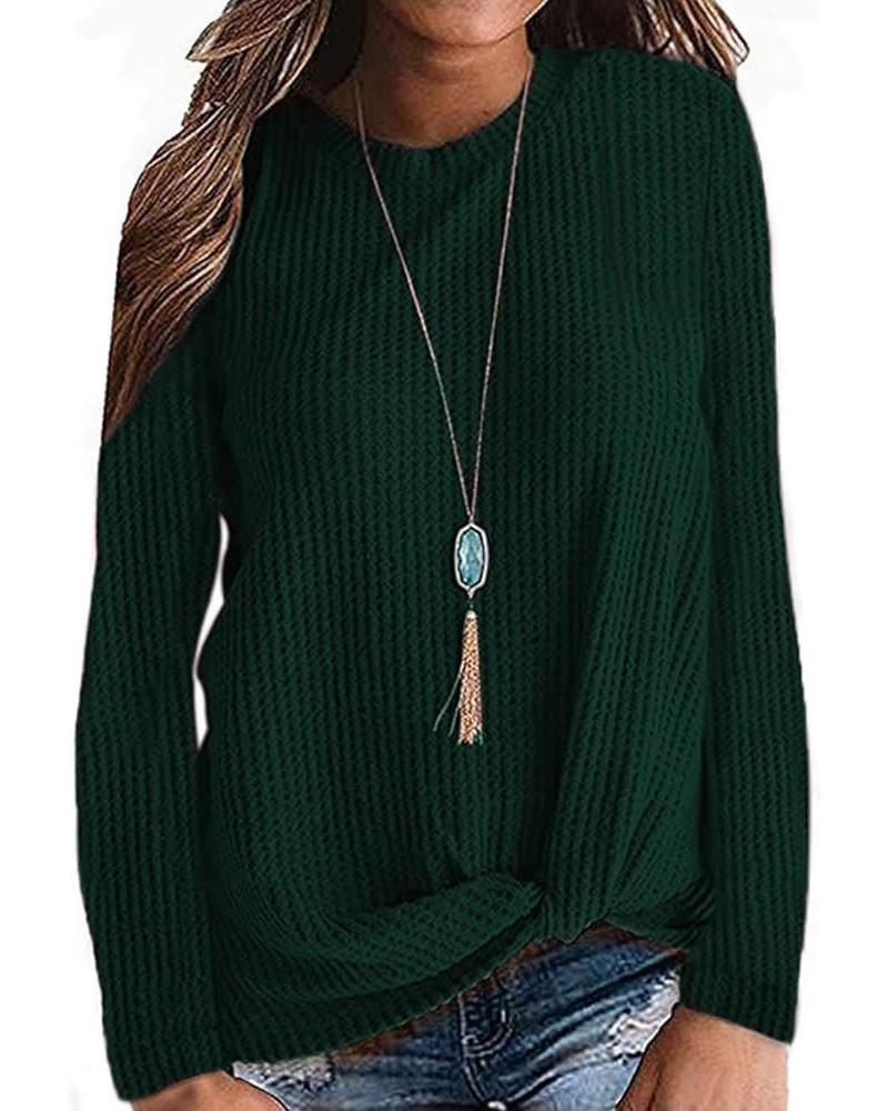 Women Long Sleeve T Shirts Casual Twist Knot Tops Loose Blouse Cute Tunic Dark Green $13.45 Tops