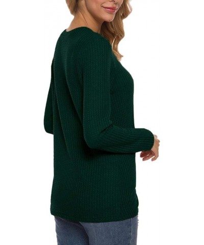 Women Long Sleeve T Shirts Casual Twist Knot Tops Loose Blouse Cute Tunic Dark Green $13.45 Tops