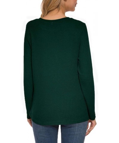 Women Long Sleeve T Shirts Casual Twist Knot Tops Loose Blouse Cute Tunic Dark Green $13.45 Tops