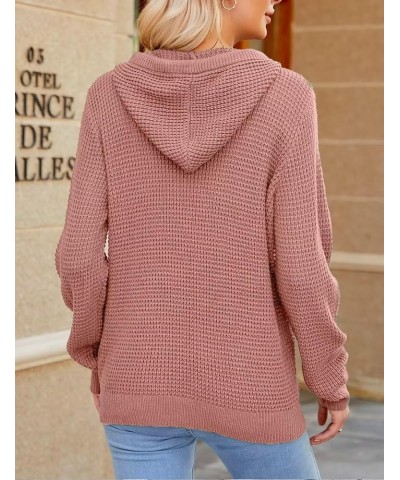 Women Fall Hoodies Sweater Knit V Neck Tops Oversized Fashion Pullover Casual Long Sleeve Shirts with Pockets Pink $25.36 Swe...