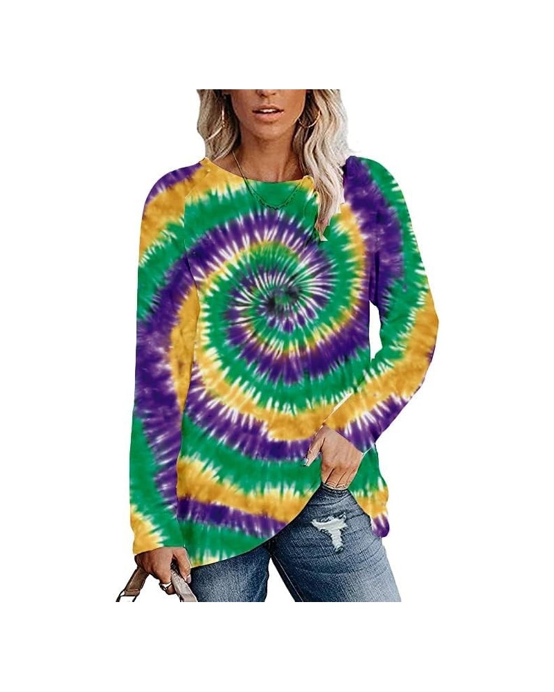 St. Patricks Day Women's Green Four Leaf Clover Lucky Shirts Striped Long Sleeve Gifts Holiday Tops Colored Circles $13.32 T-...