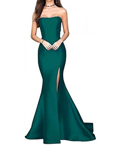 Women's Strapless Evening Dresses High Side Slit Mermaid Prom Dresses Teal $24.40 Dresses