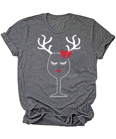 Womens Reindeer Alcohol Christmas Shirts Dasher Dancer Prancer Vixen Moscato Vodka Tequila Blitzen Xmas Graphic Tees Tops Gre...